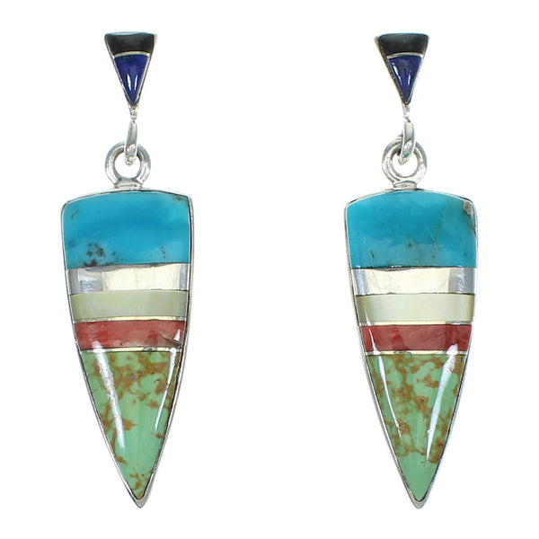 Sterling Silver Multicolor Southwestern Post Dangle Earrings YX71332